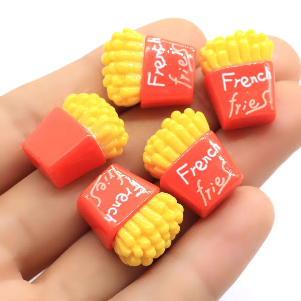 Kawaii 3D Mini French Fries Simulation Miniature Food Flat Back Resin Cabochon DIY Jewelry Phone Case Accessories