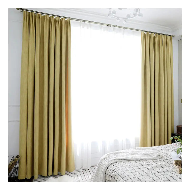 Innermor Stripe Home Decor Faux Linen Blackout Curtains for Living Room Bedroom Kitchen Customized Grommet European American
