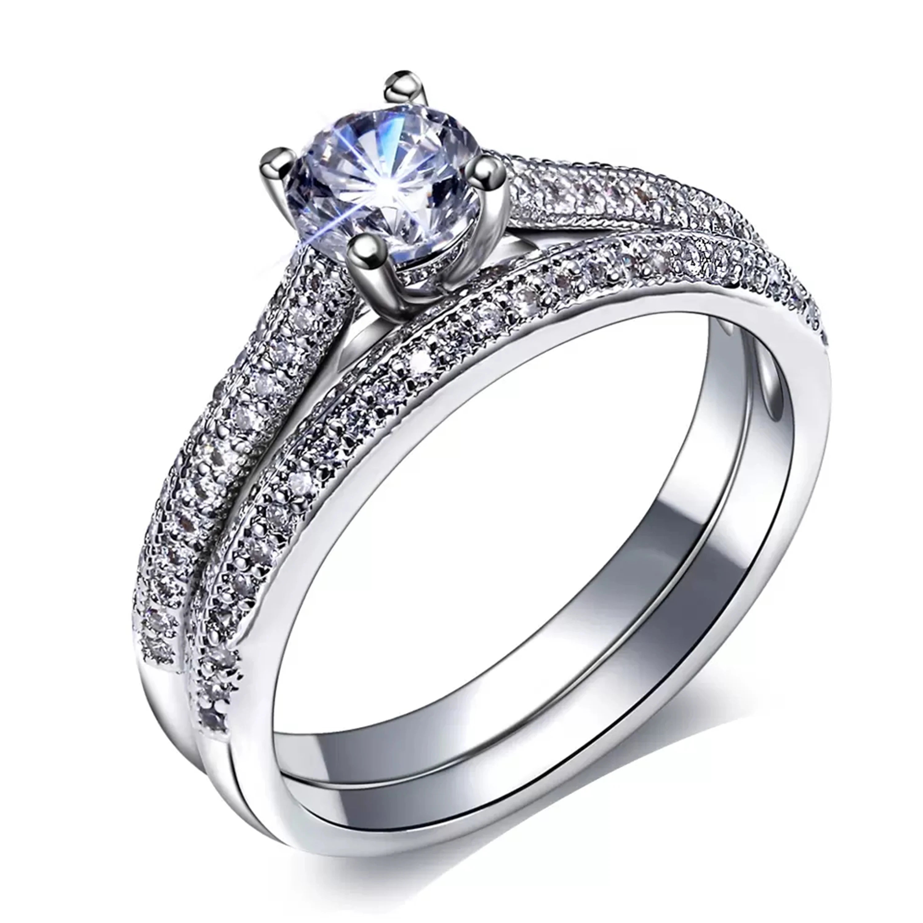 Finger Vintage Jewelry Bridal Wedding Rings Set Engagement Ring White Cubic Zircon Gold Plated Party Gifts