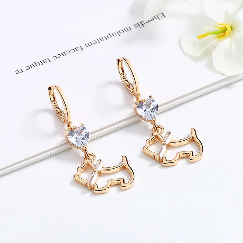 Bijouterie 18K Laminated Gold Customizable Waterproof 18K Heart Pendant Rhinestone Chain Gold Hoop Cubic Zirconia Earrings Women