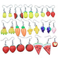 Kawaii Resin Fruit Dangle Earrings With Banana Watermelon Carrot Resin Pendant Fashion Jewelry 2020