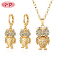 Jewelry Set Earring and Chunki Pendant Necklace for Teenagers Zirconia 3pcs Joyeria Oro Laminado Por Mayoreo Owl Brass Trendy