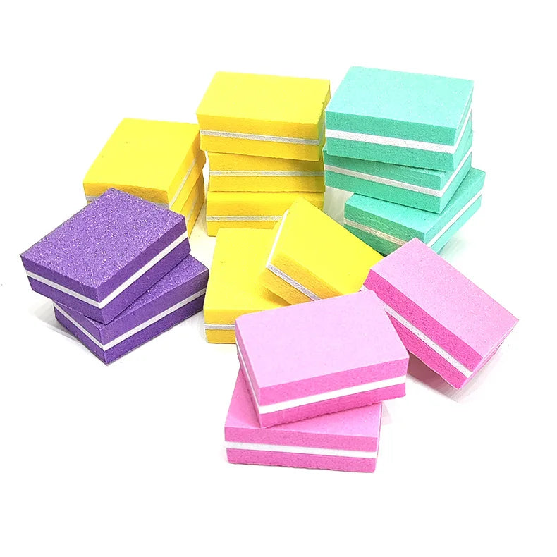 Mini Size Nail Polishing File Colorful Nail Art Buffer 2 Sides Sanding Sponge Block 100/180