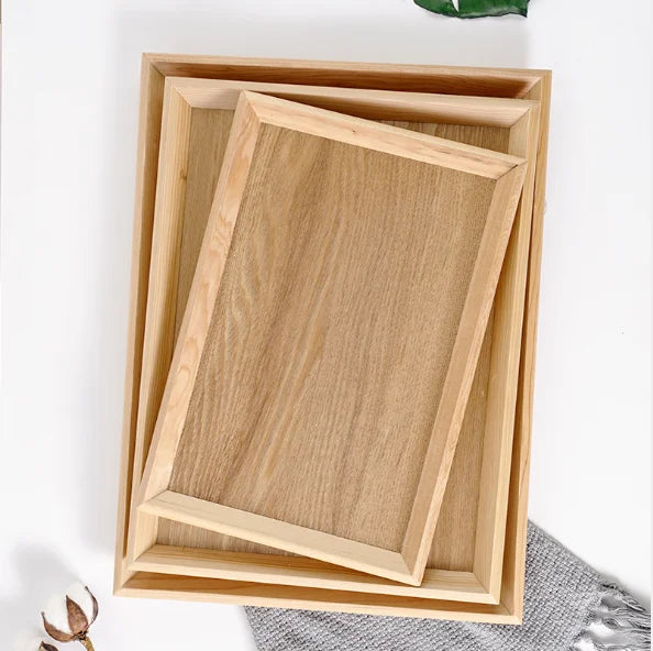 Wooden Serving Tray for Tea Coffee Fruit Elegant Cups & Saucers Organizer
