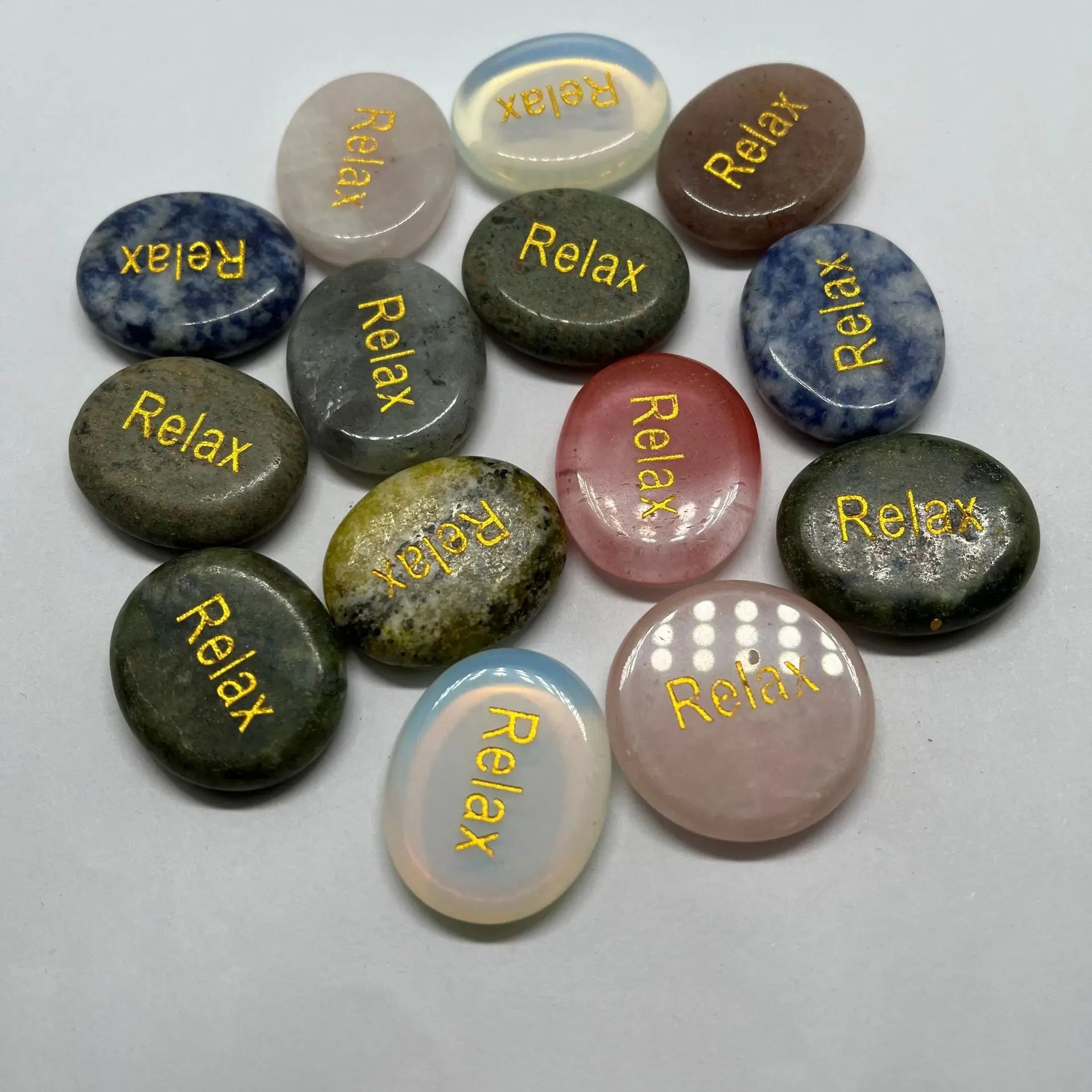 Wholesale Colorful Engrave Inspirational Lettering Oval Polished Healing Stones for Gift