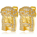 Hot Wholesale Men Jewelry Trendy Real Gold Plated Brass Hip Hop Fashion Prong Cubic Zirconia Jesus Stud Earrings