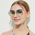 Colorful Fashion Round Rimless Metal Frame AC Lens Sunglasses Ladies Luxury Gradient Sun Glasses Gafas De Sol W8905