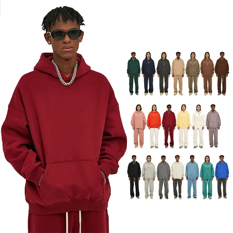 Factory Wholesale Popular Custom Heavyweight 350GSM Cotton Polyester Blank Fleece Pullover Hoodie Oversized Men's Autumn