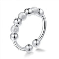 SC Tiktok Spinner Beads Fidget Ring Jewelry Personalized Rotate Freely Lucky Bead Adjustable Silver Anti Anxiety Ring Women Men