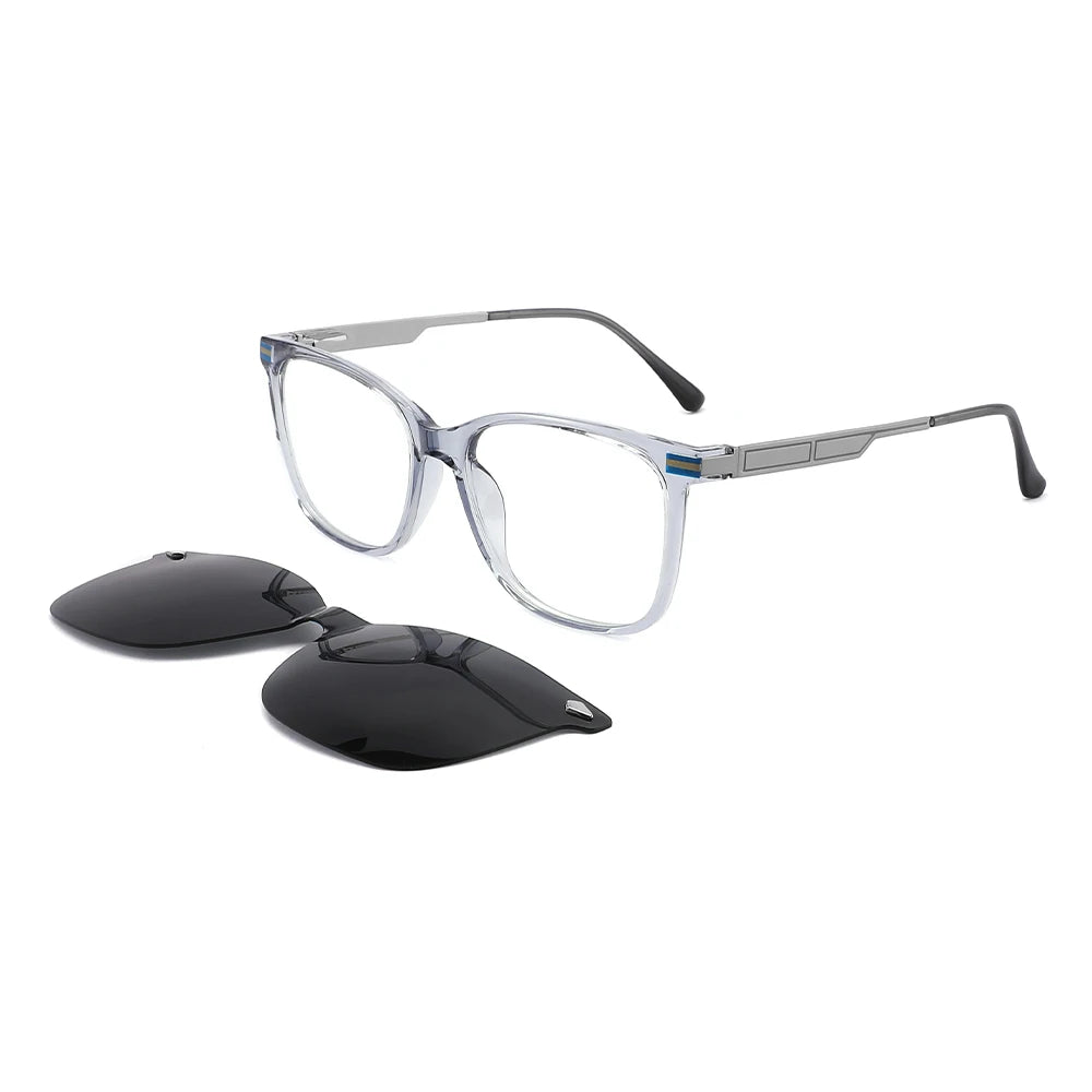 Transparent square Lunette De Soleil Sunglasses Men Women Tr90 Frames with Metal Legs Polarized Magnetic Clip on Sunglasses