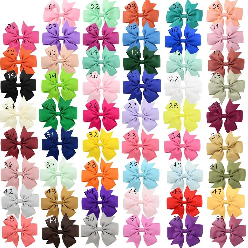 FanYue 2022 Hair Clips Wholesale Good Quality 53 Colors 3 Inches Pure Color Ribbed Band Hair Bow Clip for Girls and Babies
