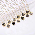New Fashion Gold Chain Black White 12 Constellation Zodiac Sign Round Coin Pendant Necklaces for Women Men