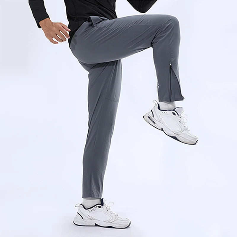 Zipper Ankle Black Trousers Men Slim Fit Stretch Quick Dry Track Pants Men Streetwear Workout Jogger Pants