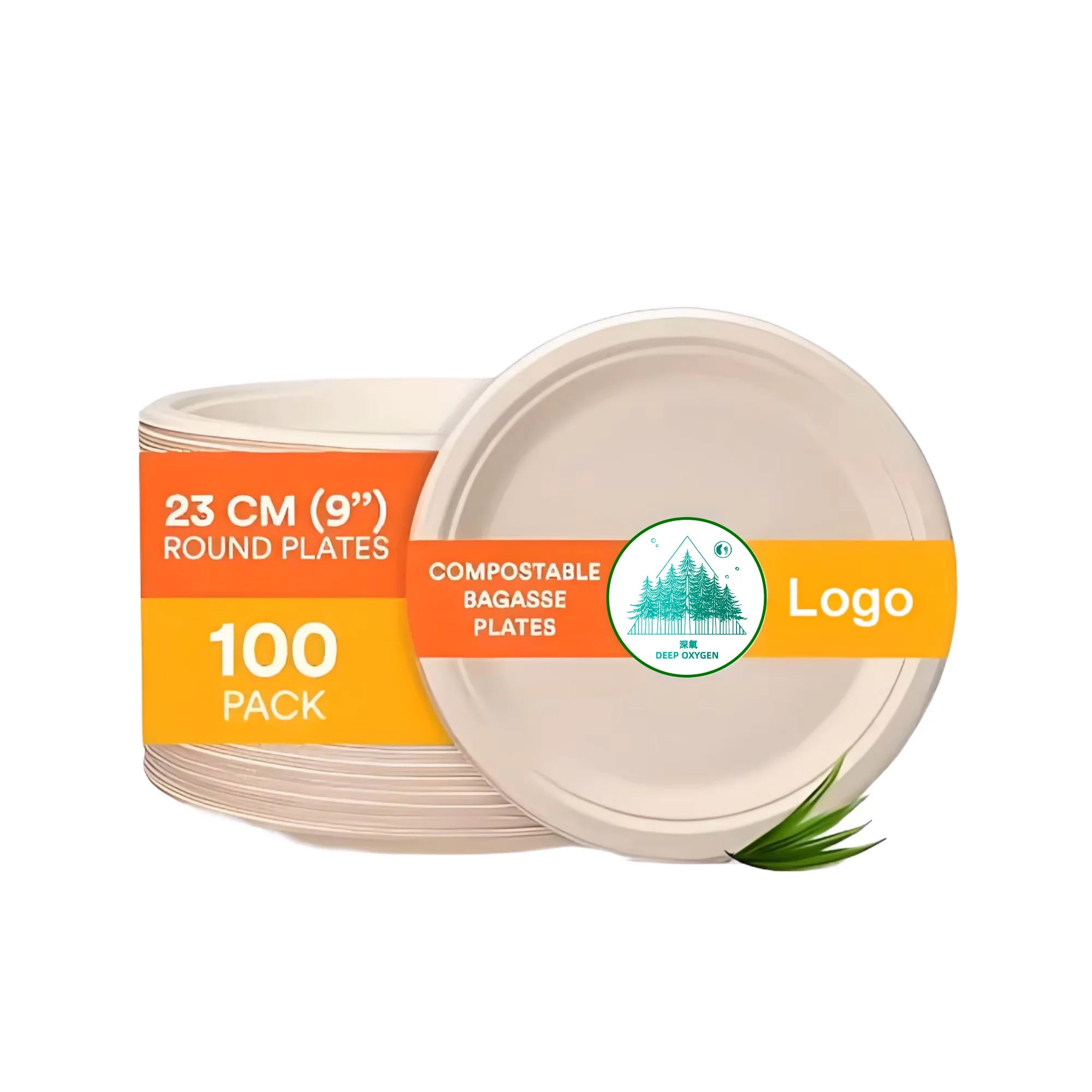 12 Inch Bagasse Dinner Plates Eco-Friendly Biodegradable Disposable for Parties Catering