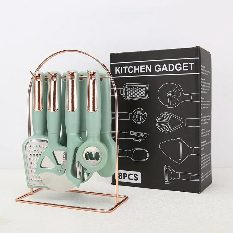 YJ Wonderful Custom 8Pcs Kitchen Cooking Utensil Set Kitchen Tool Accessories Vegetable Fruits Tool Pizza Cheese