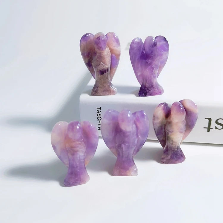 HZ Diy Natural Amethyst Angel Decor Ornaments Craft and Art Lovely Angel Statue Living Room Decor Table Decoration