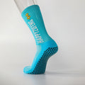 Custom Adult Kids Youth Size Crew Athletic Blue Soccer Football Grip Socks  Embroidery Logo Nylon Spandex Material