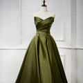 Jancember LDC6566 Green Sweetheart Ball Gown Satin Sleeveless Pleat Wedding Dresses