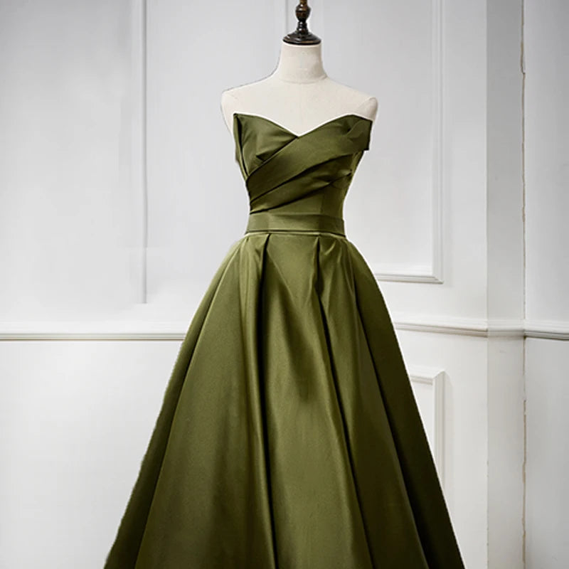 Jancember LDC6566 Green Sweetheart Ball Gown Satin Sleeveless Pleat Wedding Dresses