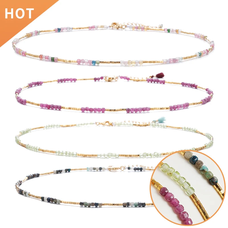 Factory Direct Selling Natural Stone Beaded Necklaces Fashion Women's Jewelry Collarbone Chain
