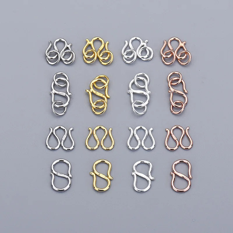Wholesale Silver S W Shape Bracelet Necklace Clasp 925 Sterling Silver Jewelry Making Clasp