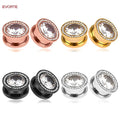 Stainless Steel Zircon Ear Plug Flesh Tunnel Body Piercing Jewelry Ear Gauges Expander Fashion Rings Gift Unisex