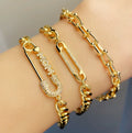 Simplified Zircon Letter Gold Plated Paper Clip Female Pin for Mom Fashion Charm Bracelet