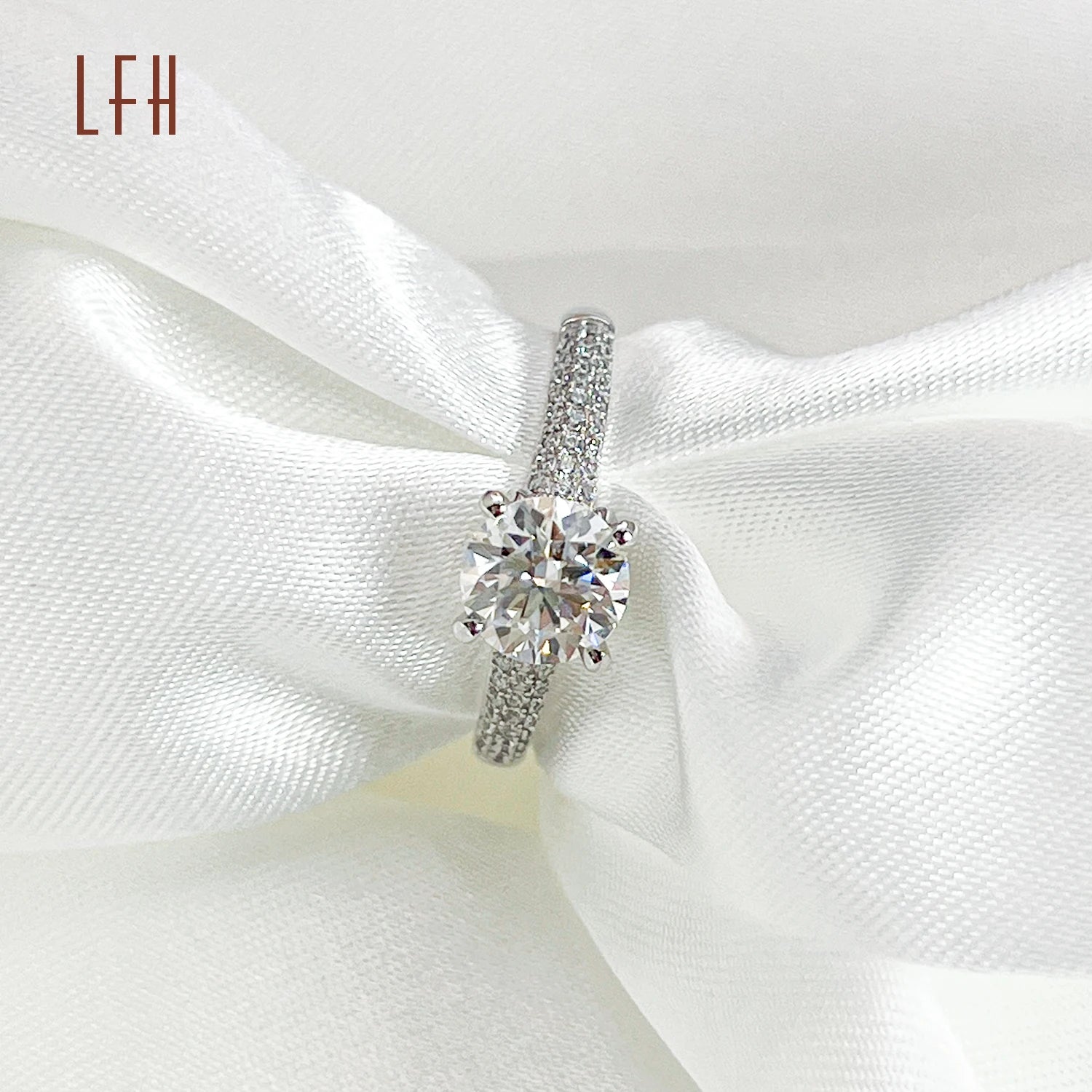 LFH 1ct Moissanite Engagement Ring Moissanite Jewelry Wedding Rings Gold 18k Couple 18k White Necklaces Real Gold Weddings Ring