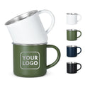 Custom 400ml Stainless Steel Mug SS304 Single Wall Coffee Mug Custom logo Travel Mug Powder Coated Camping Cup with Handle