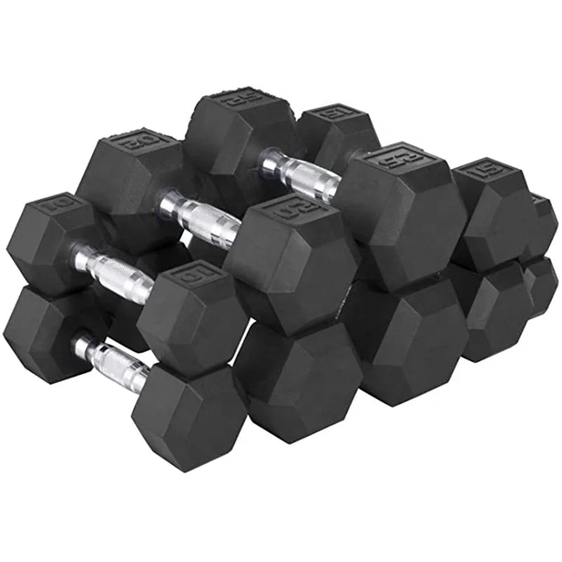 Professional 40 kg Cast Iron Chrome Handle Hex Dumbbell Set for Fitness Training and Home Use