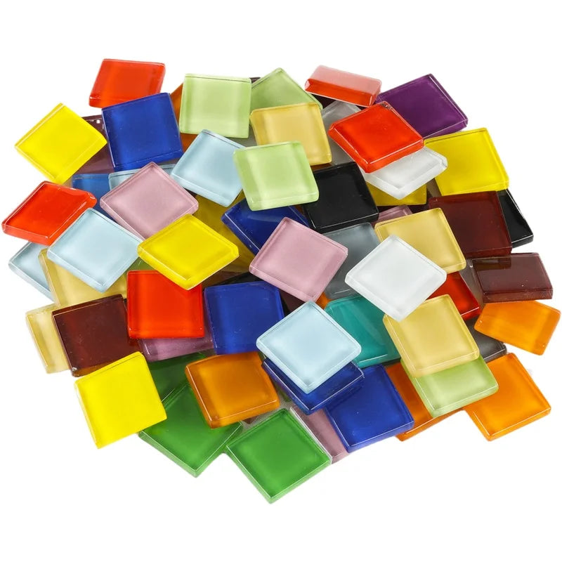 2cm Mixed Color Square Crystal Glass Mosaic Tile DIY Craft Hobby for Kids  Red Blue Green Purple White Black