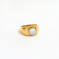 Fenny Stainless Steel Jewelry Light Luxury Simple Round Cubic Zirconia Ring for Women 18K Gold Plated Wholesale Jewelry