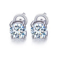Messi Gems MSE-329 18k White Gold 1ct D VS2 Round Brilliant Cut Lab Grown Diamond Stud Earrings for Women