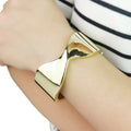 European and American Fashion Personalized Alloy Bangle Bracelet Korean Gold Plated Twisted Bows Metal Open Bracelets for Women
