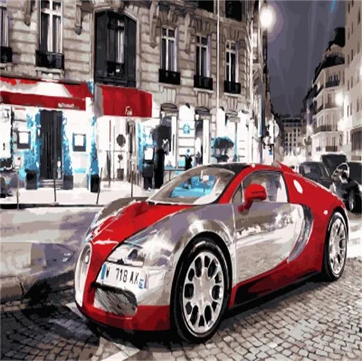 CHENISTORY 992808 Hot Style  DIY Paint by Numbers Modern Oil Painting on Canvas Red Bugatti Wall Pictures  Abstract Painting