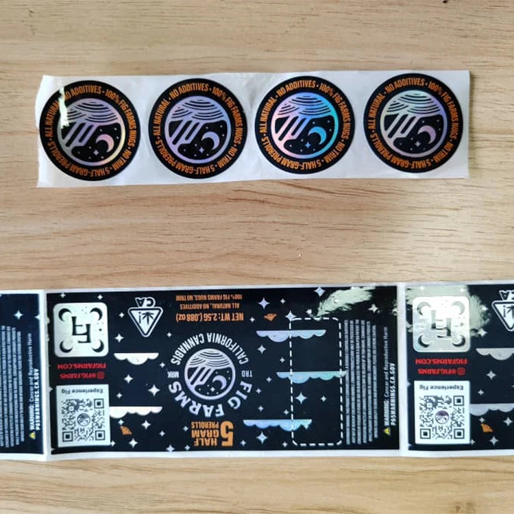 Customize Viny Label Stickers Double Sides Full Color Printing Holographic Foil Stamping Finished for Bottles and Lid Sticker
