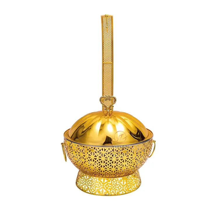 Luxury Gold Hanging Hot Pot Stainless Steel Restaurant Equipment Beverage Heaters Buffet Food Warmer for Hotels Hot Pot Buffets