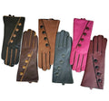 Sample Support Fashionable Winter Warm Sheepskin Leather Gloves With Decorative Buttons Lined With Knitted Cashmere Ready Ship