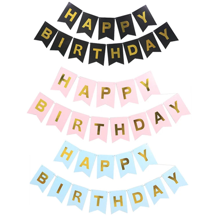 Boys Girls Baby Shower Festival Decoration Customized Color Paper Bunting Garland Banners Flags Happy Birthday Banner