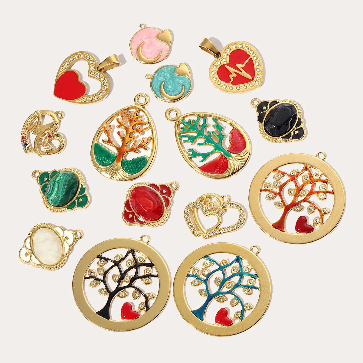 Beimai OEM Accessories Geometric Tree of life Heart Waterproof Stainless Steel DIY Jewelry Pendant