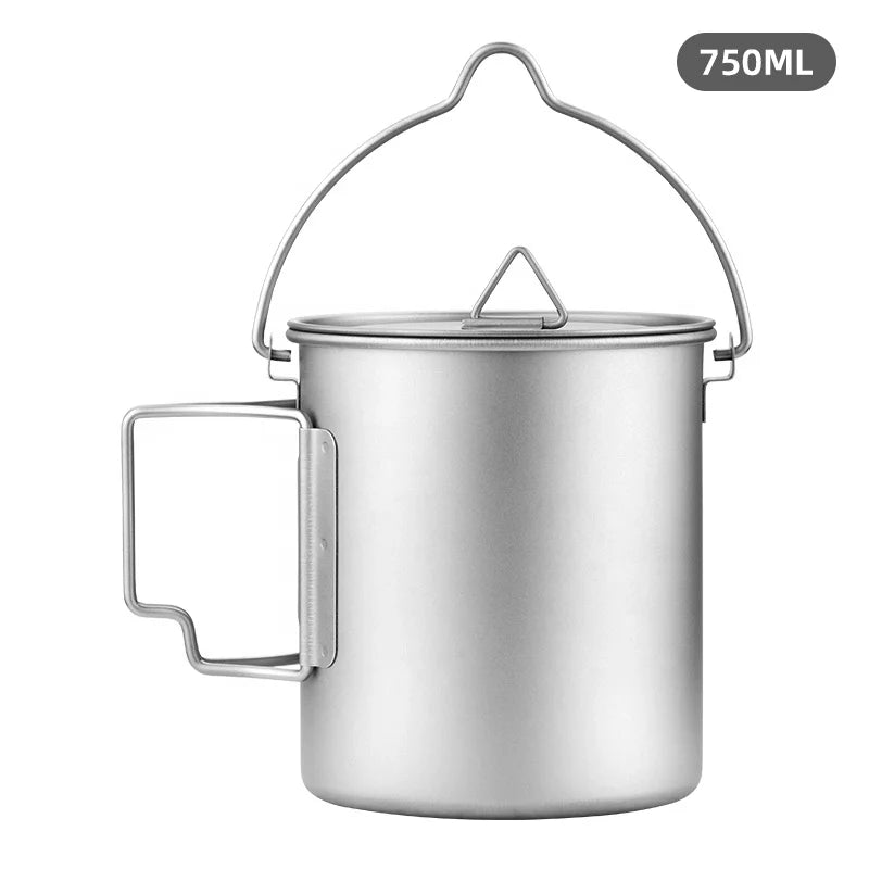 750ml Outdoor Camping Cup Durable Titanium Cup Tourist Tableware Picnic Utensils Tourism Camping Mug Camping Equipment