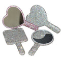 Wholesale Custom Bling Design Heart Square Makeup Mirror Diamond-Studded Handheld Plastic with Multicolor Logo Box Packing