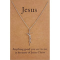 Fashion Non Tarnish Stainless Steel Cross Shaped Pendant Strength Be Still Jesus Blessed Faith Necklace Jewelry for Women