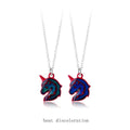 Children Necklace Set 2PC Thermochromic Unicorn Pendant BFF Necklace Enamel Best Friend Necklace for Bestie