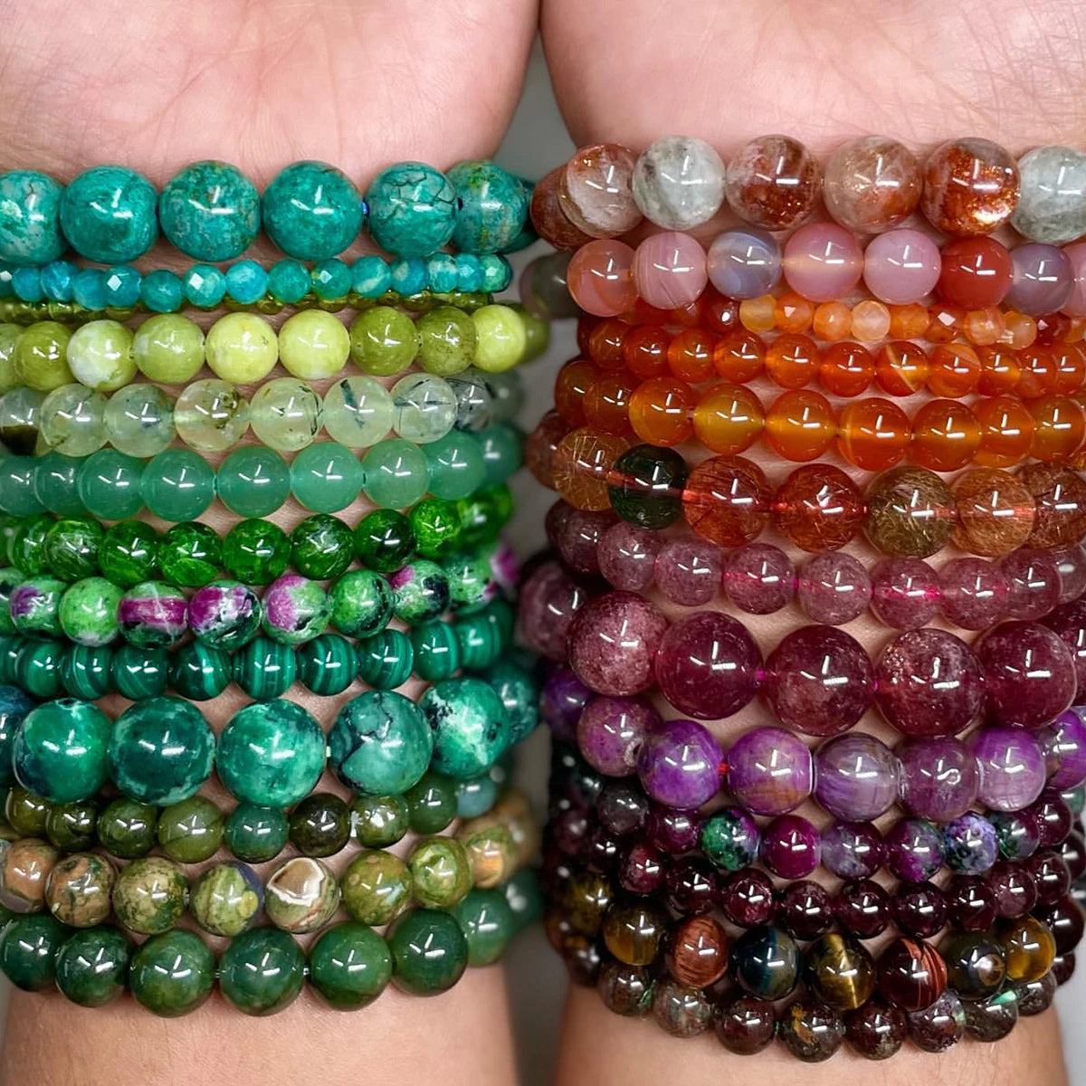 10mm 12mm Healing Crystal Energy Beads Stretch Bangle Amethyst Natural Semi-precious Classic Unisex