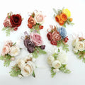 Red Yellow White Color Rose Peony Silk Artificial Wrist Flower Bracelet Corsage Brooch
