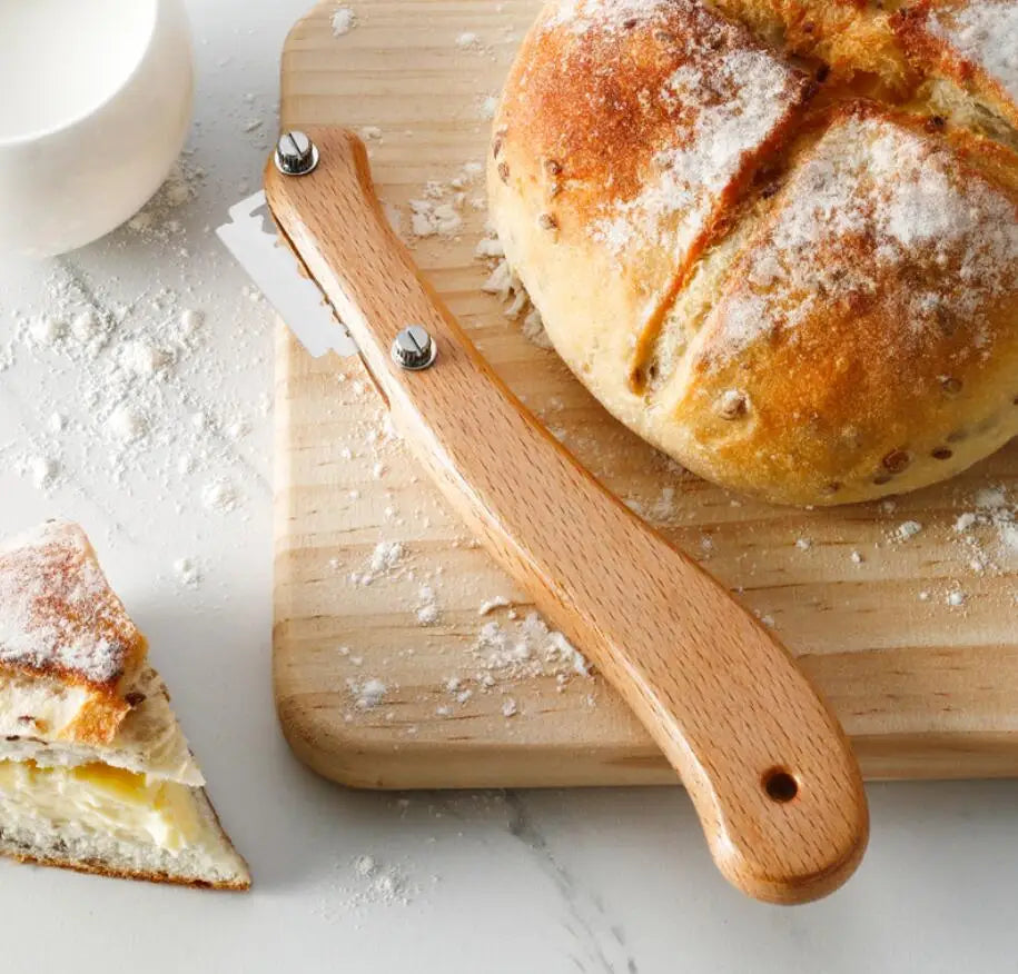 Long Handle Stainless Steel & Wooden Eco-Friendly Bread Lame Scoring Sourdough Bread Dough Cutting Slasher Tool with Storage Box