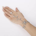 Popular Leaf Crystal Glass Rhinestone Wedding Accessories Stylish Finger Rings and Bracelet Hand Adornment Fashion Charm