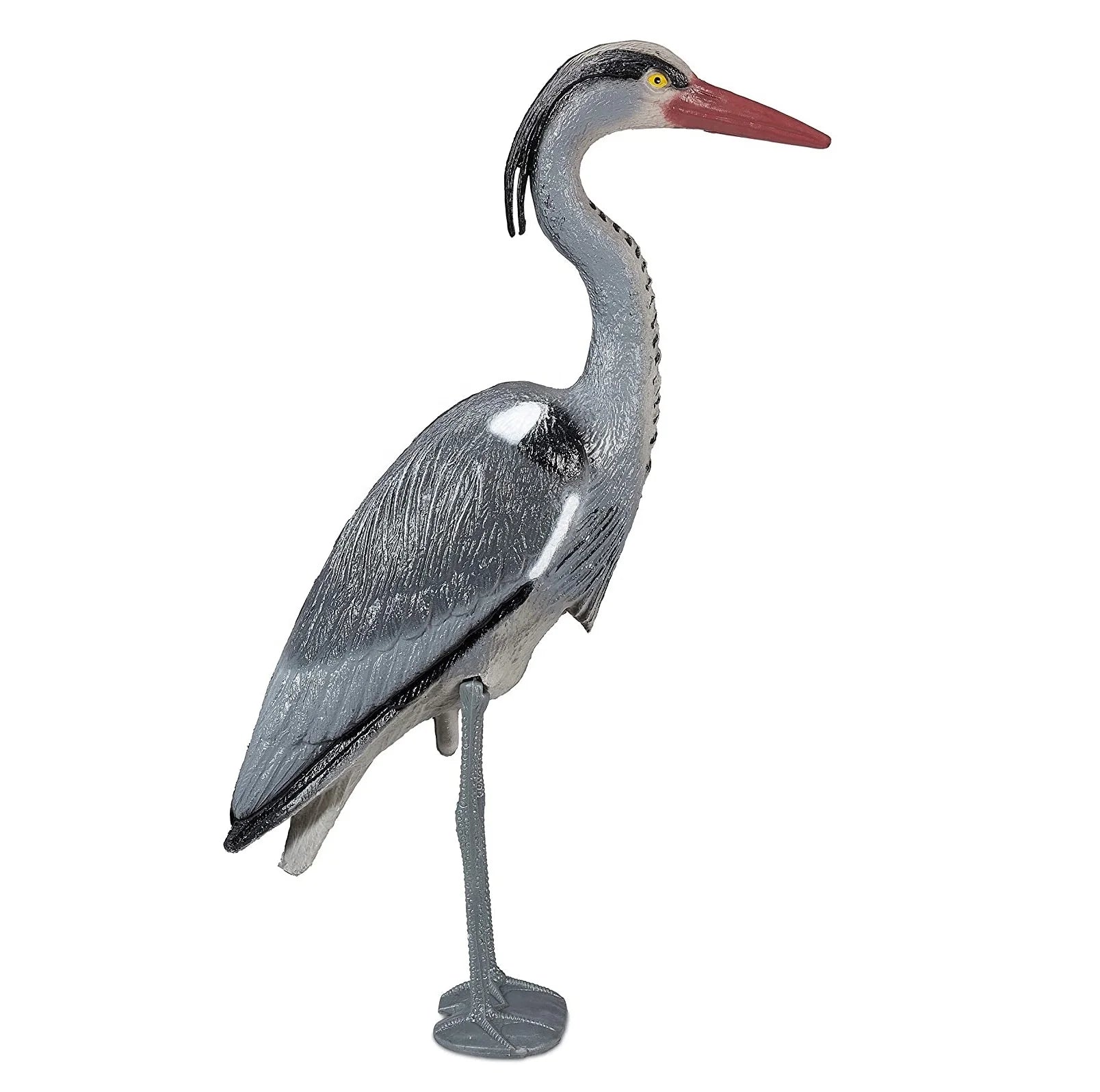 Relaxdays Decorative Decoy Tall Garden Pond Bird Deterrent Standing Grey Heron Decoys with Mounting Stake