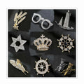 Fashion Men's Garment Badge Jewelry Accessories Gold Silver Crystal Rhinestones Geometric Corsage blazer Suit Lapel Pin Brooch